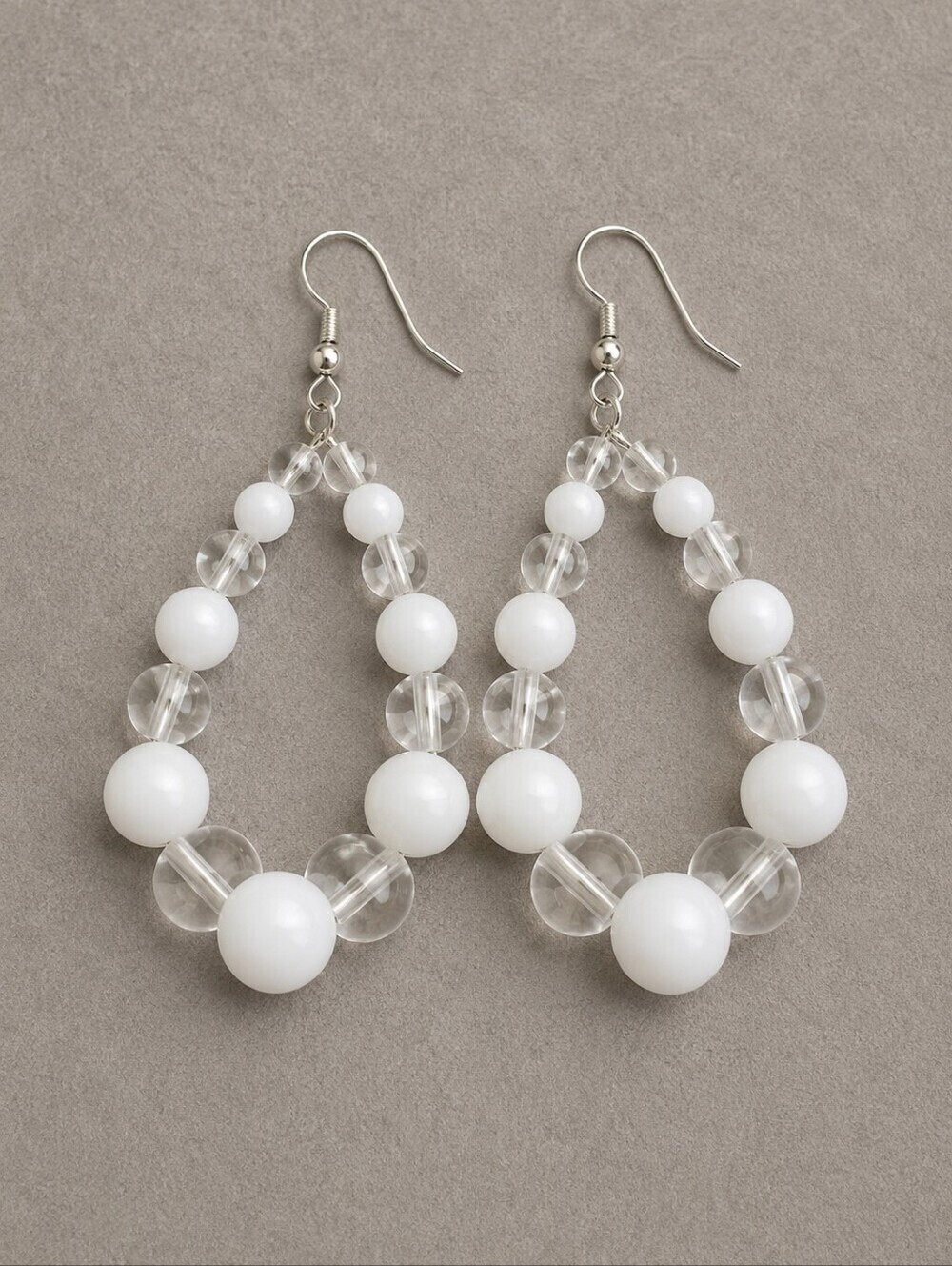 3/$30 HANDMADE Jumbo White Beaded Hoop Bridal Flamenco Earrings